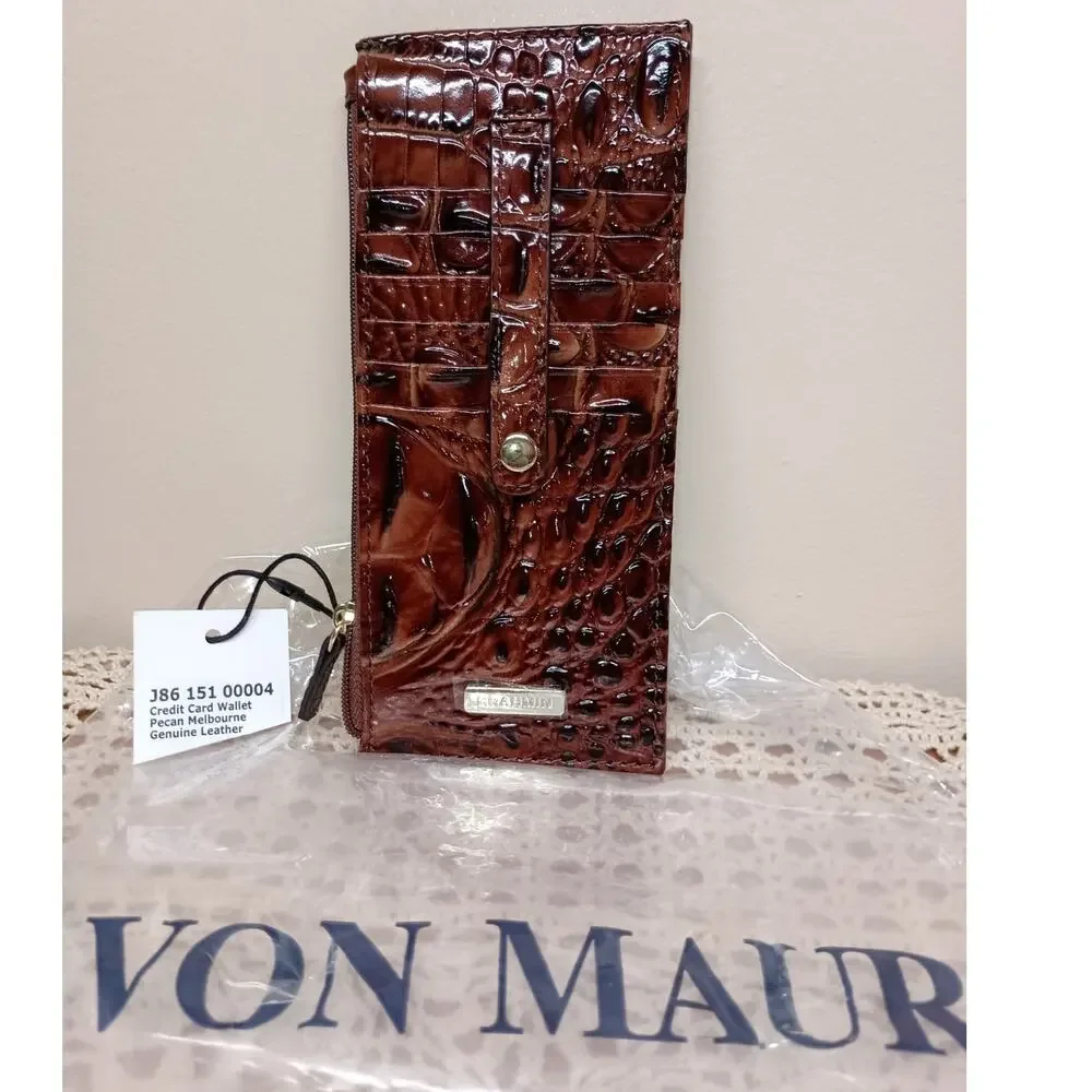 NWT Brahmin Credit Card Wallet Pecan